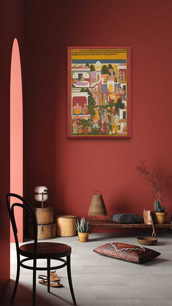 Celebrating The Birth Of Krishna Painting 2 : 3 Vertical Premium Wall Art Canvas by MeriDeewar