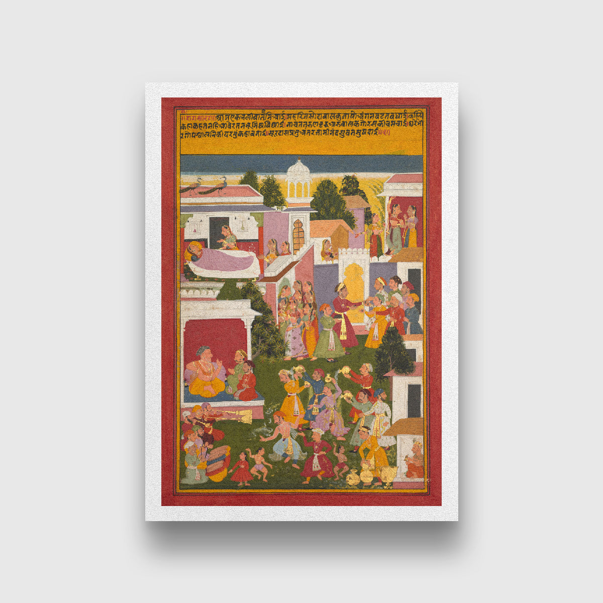 Celebrating The Birth Of Krishna Painting 2 : 3 Vertical Premium Wall Art Canvas by MeriDeewar