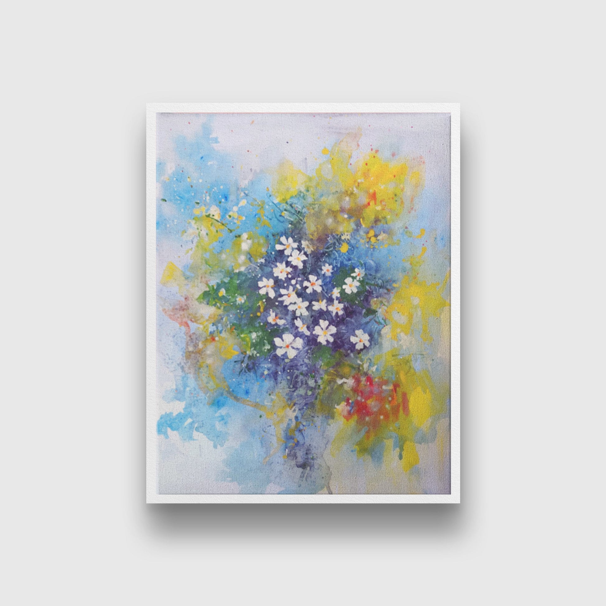 Chafa Flower Watercolour Painting - Meri Deewar 3 : 4 Vertical Premium Wall Art Canvas by MeriDeewar