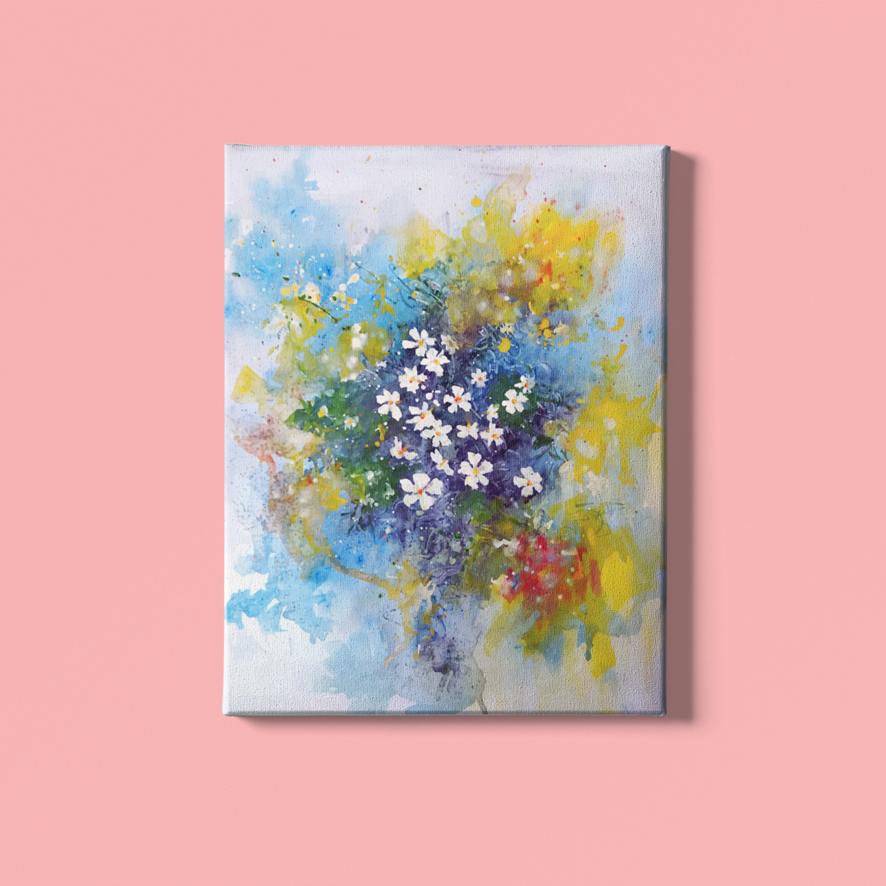 Chafa Flower Watercolour Painting - Meri Deewar 3 : 4 Vertical Premium Wall Art Canvas by MeriDeewar