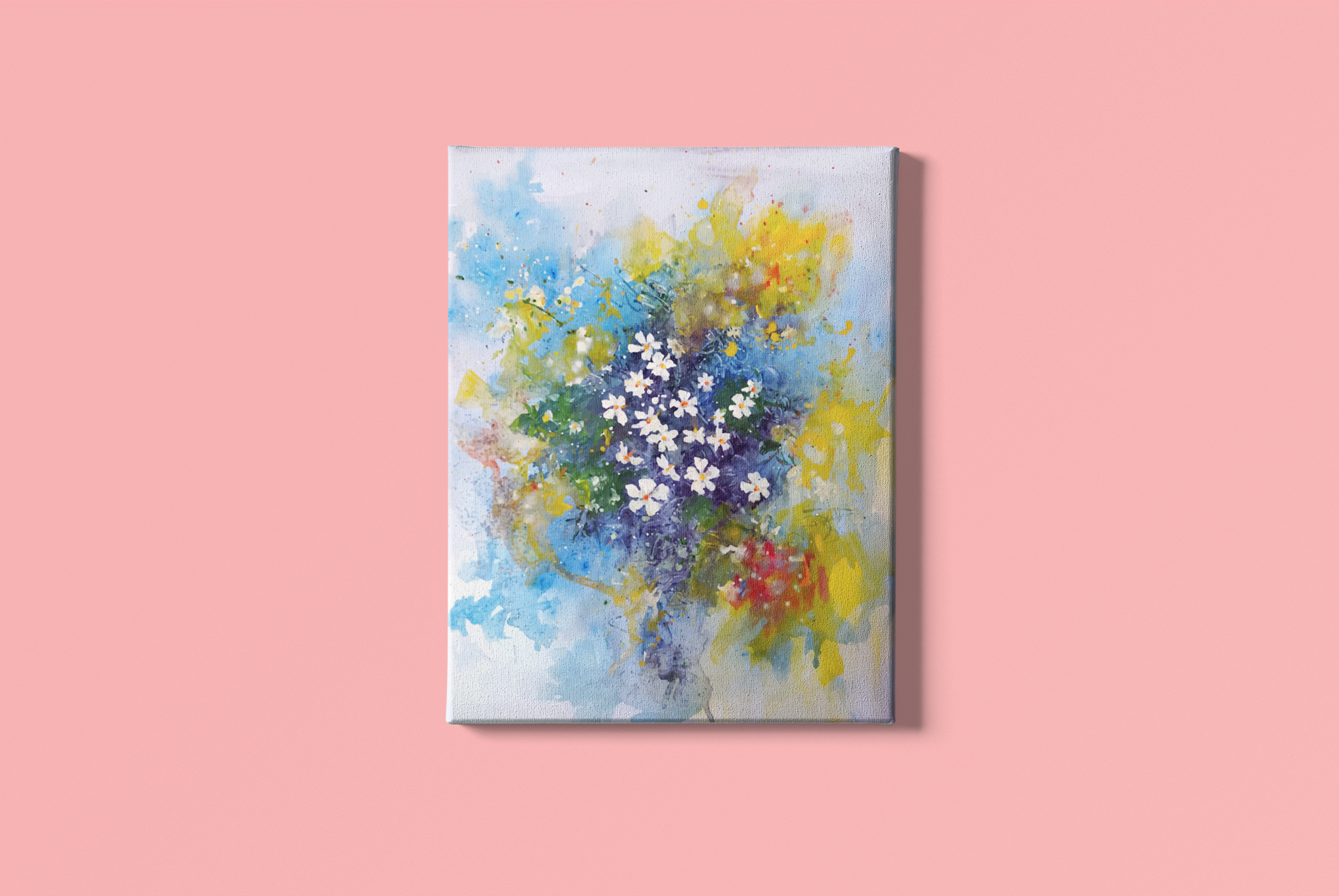Chafa Flower Watercolour Painting - Meri Deewar 3 : 4 Vertical Premium Wall Art Canvas by MeriDeewar