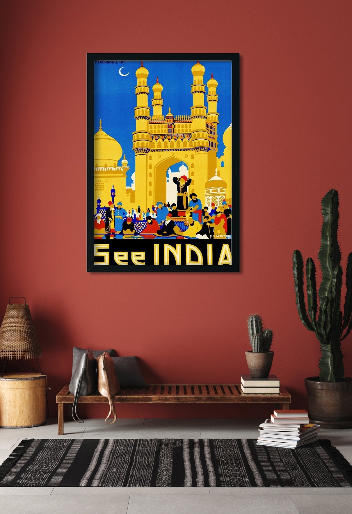 Charminar Vintage Poster 2 : 3 Vertical Premium Wall Art Canvas by MeriDeewar