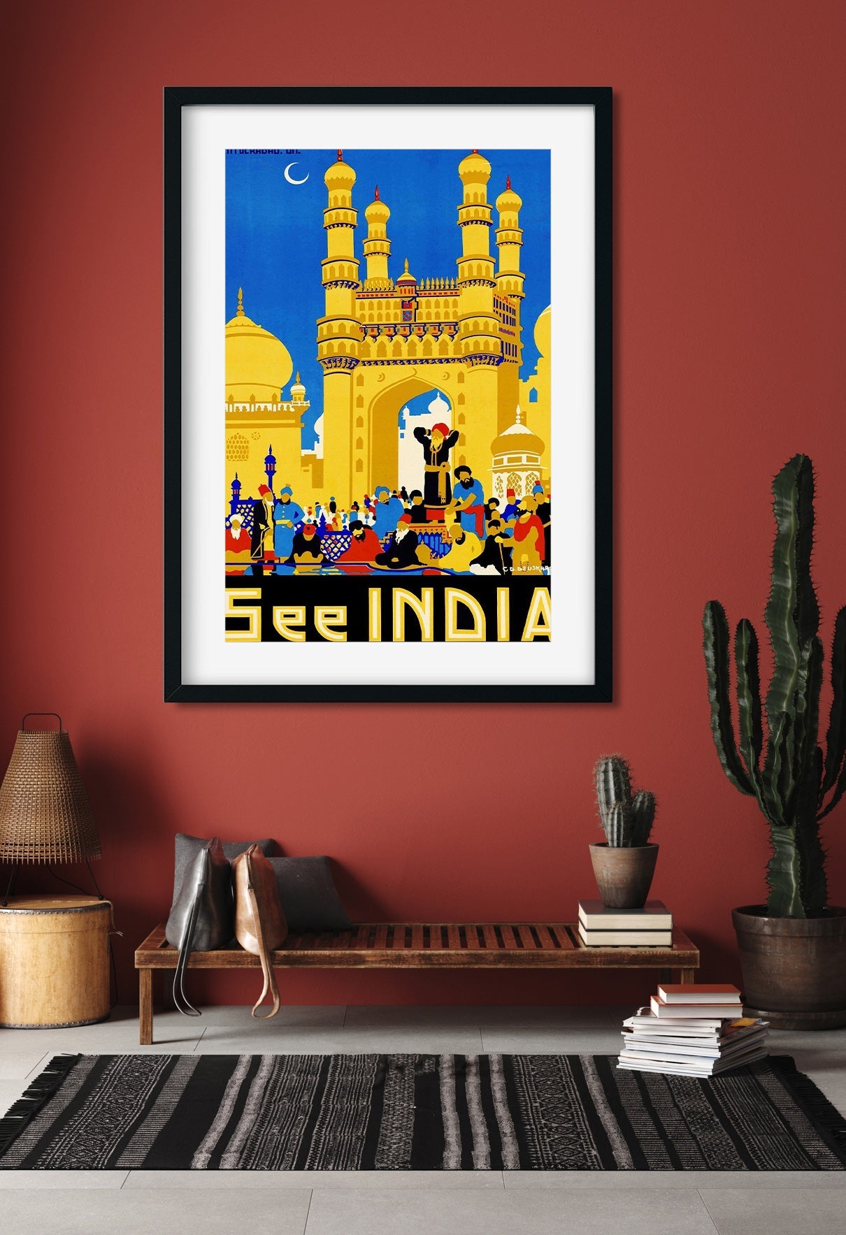 Charminar Vintage Poster 2 : 3 Vertical Premium Wall Art Canvas by MeriDeewar