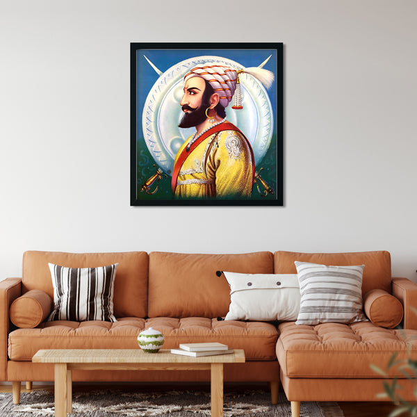 Chatrapati Shivaji Maharaj - Painting 1 : 1 Square Premium Wall Art Canvas by MeriDeewar