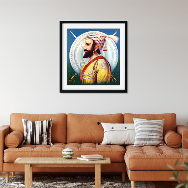 Chatrapati Shivaji Maharaj - Painting 1 : 1 Square Premium Wall Art Canvas by MeriDeewar