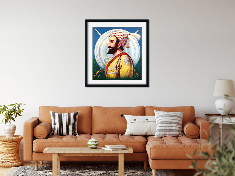 Chatrapati Shivaji Maharaj - Painting 1 : 1 Square Premium Wall Art Canvas by MeriDeewar