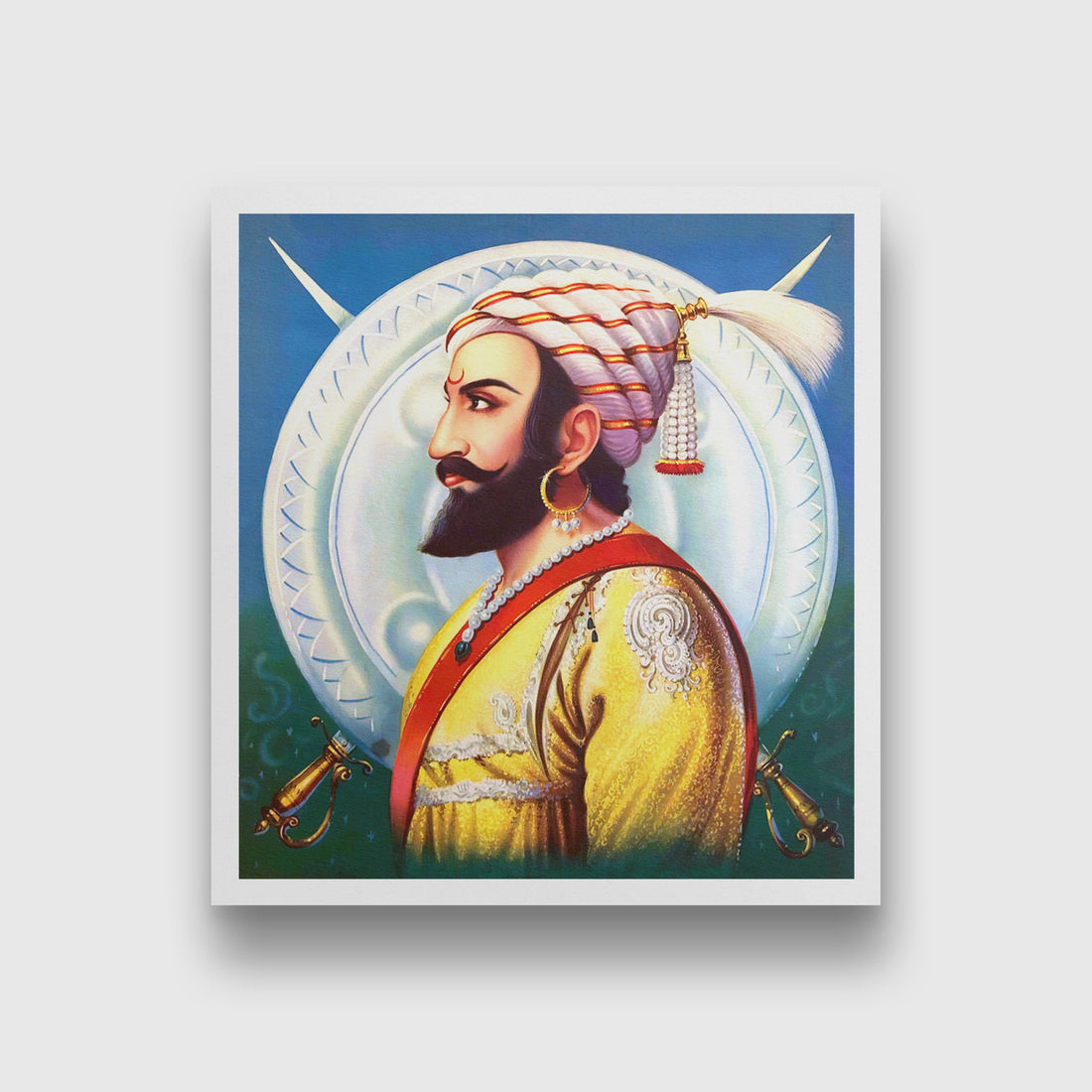 Chatrapati Shivaji Maharaj - Painting 1 : 1 Square Premium Wall Art Canvas by MeriDeewar