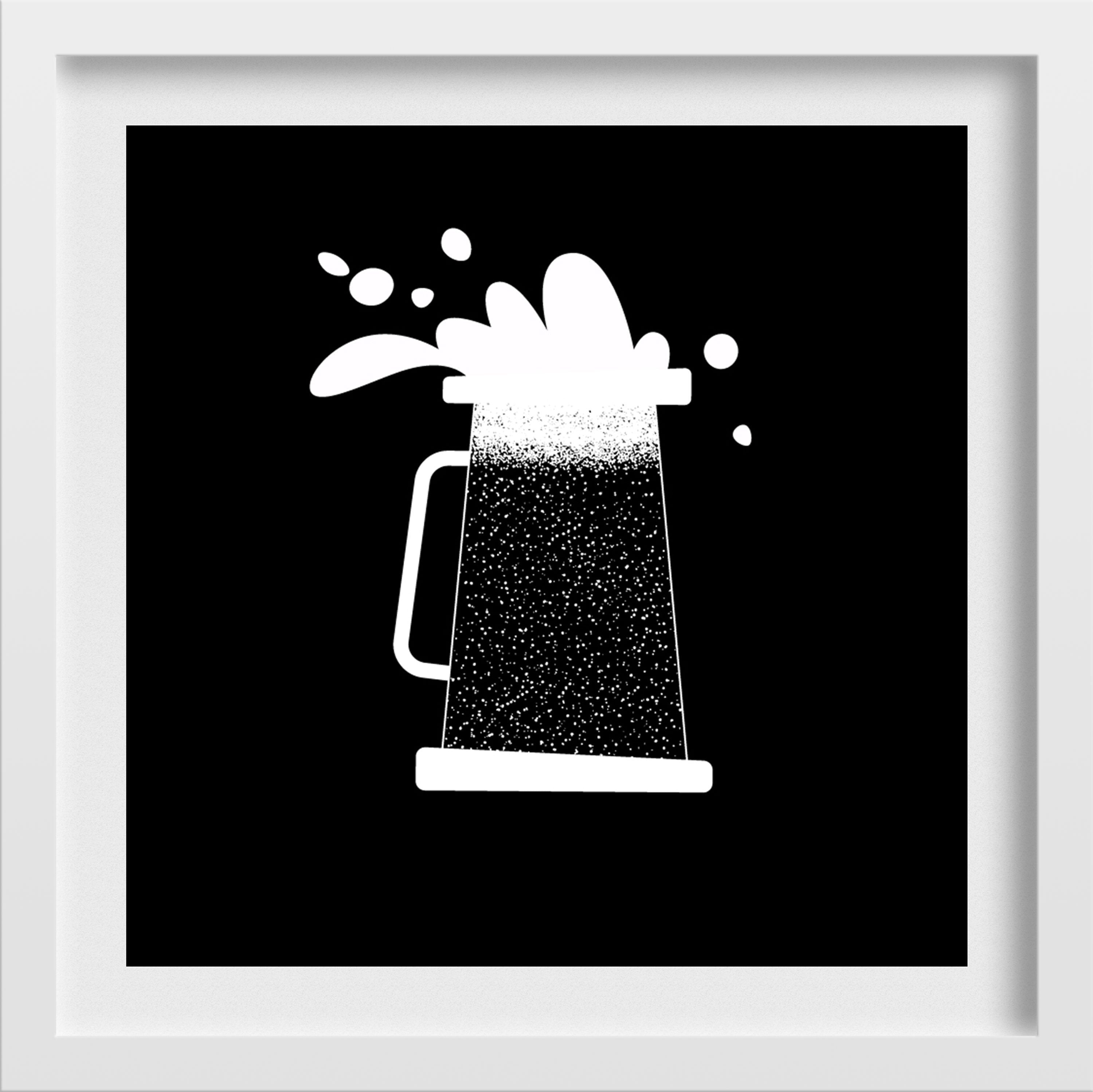Cheers Art Black and White Painting - Meri Deewar 1 : 1 Square Premium Wall Art Canvas by MeriDeewar