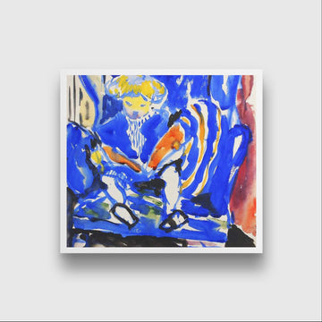 Child Reading Henry Lyman Saÿen Painting - MeriDeewar 1 : 1 Square Premium Wall Art Canvas by MeriDeewar