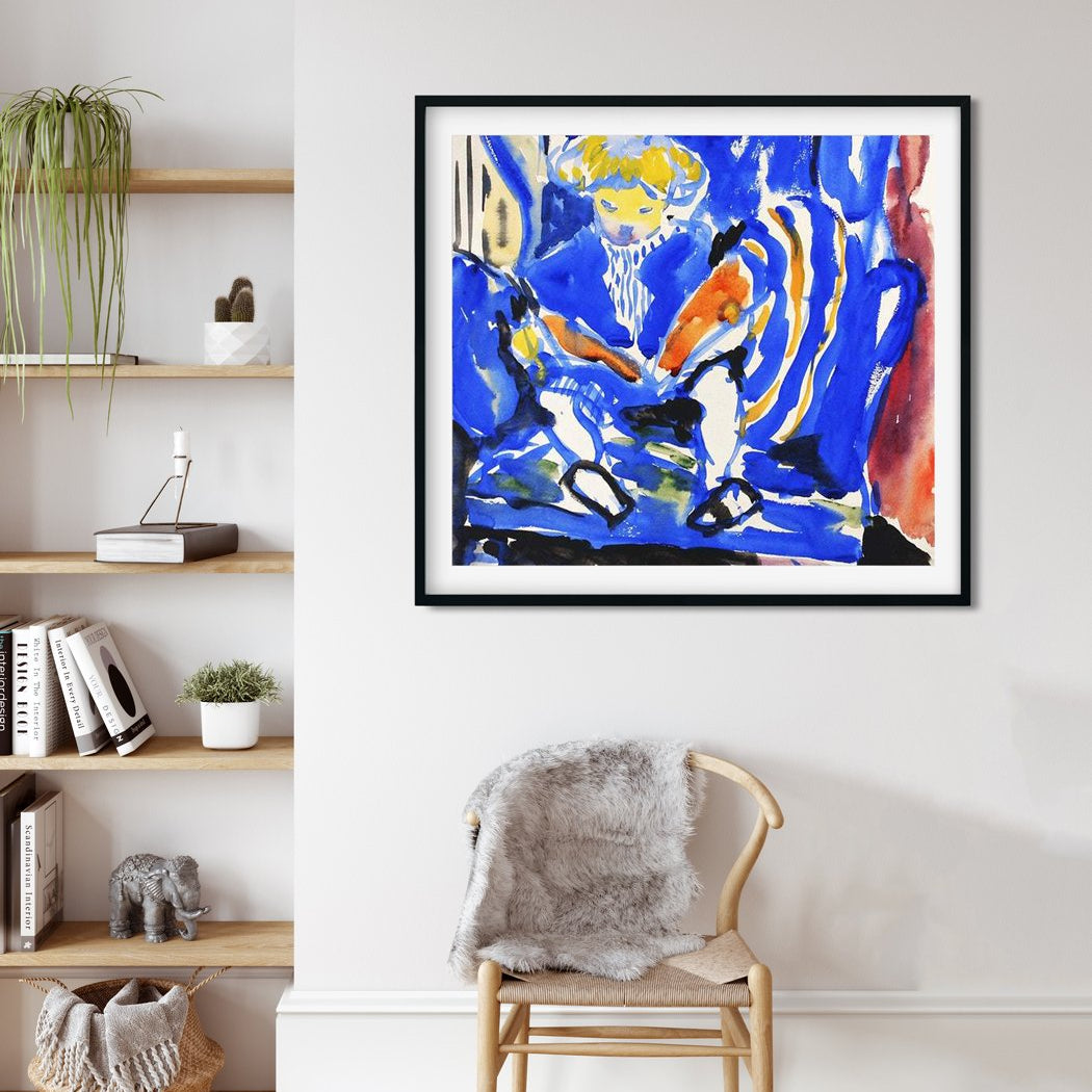 Child Reading Henry Lyman Saÿen Painting - MeriDeewar 1 : 1 Square Premium Wall Art Canvas by MeriDeewar