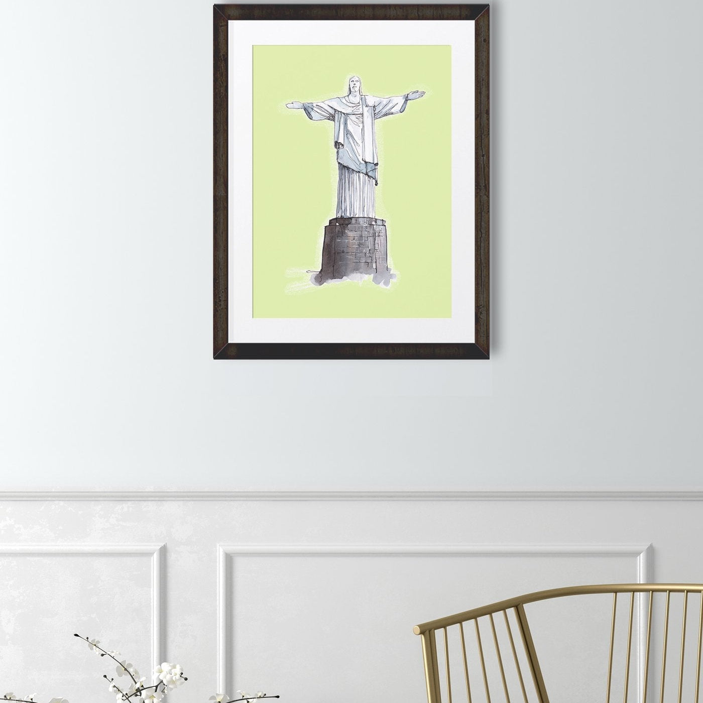 Christ the Redeemer Statue Illustration Painting - Meri Deewar 3 : 4 Vertical Premium Wall Art Canvas by MeriDeewar