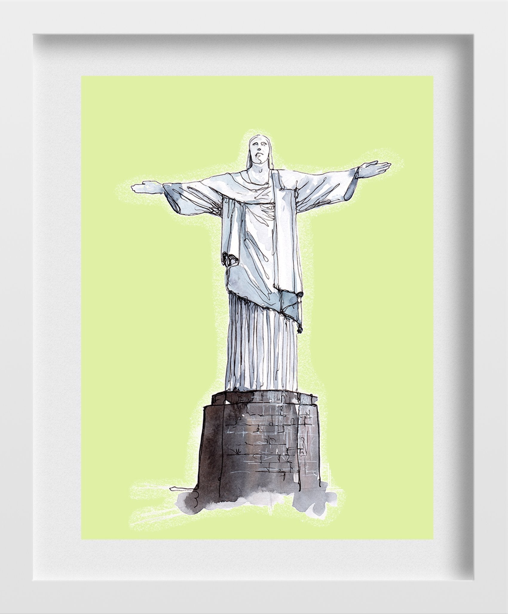 Christ the Redeemer Statue Illustration Painting - Meri Deewar 3 : 4 Vertical Premium Wall Art Canvas by MeriDeewar