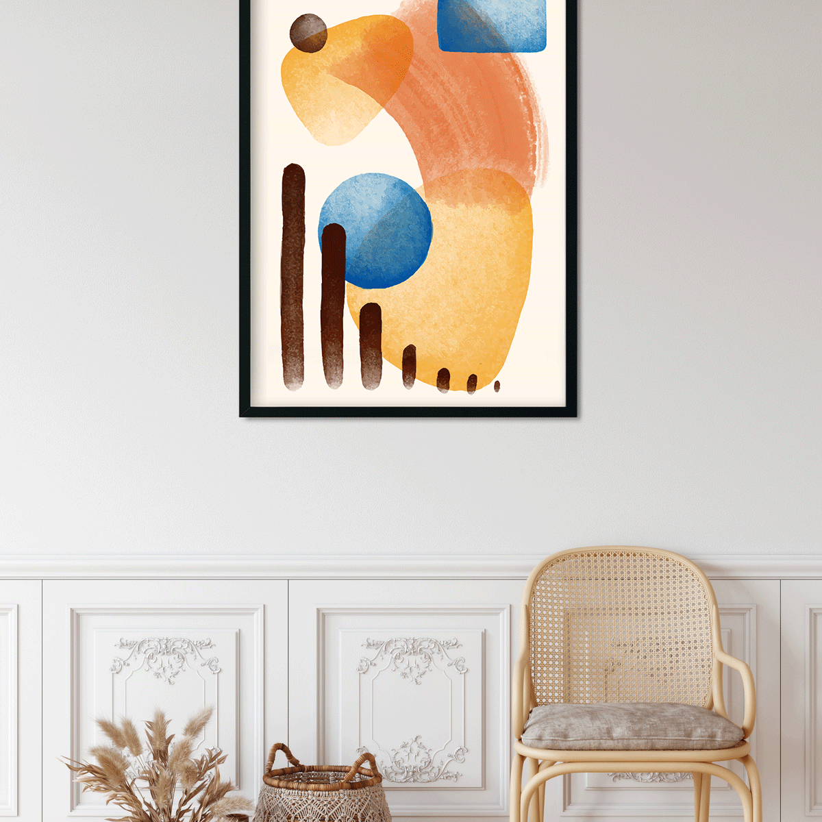 Circles stains abstract watercolor Painting 3 : 4 Vertical Premium Wall Art Canvas by MeriDeewar
