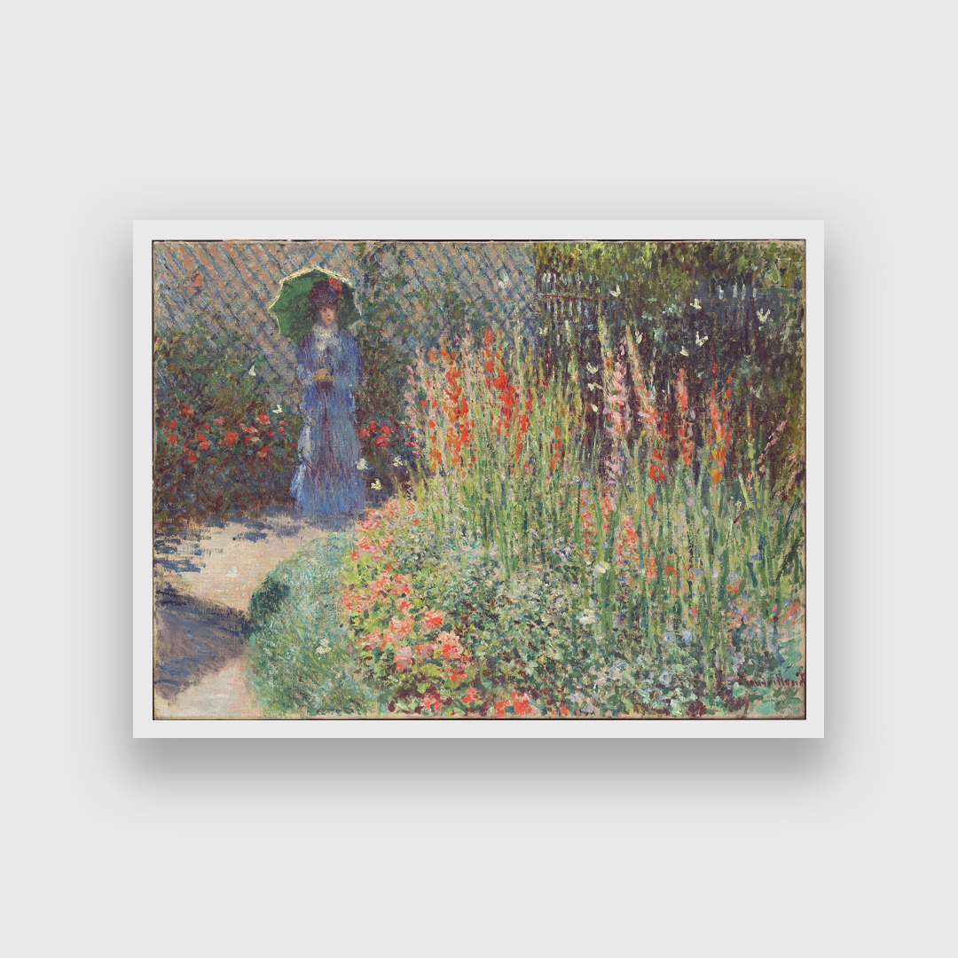 Claude Monet Rounded Flower Bed Painting 4 : 3 Horizontal Premium Wall Art Canvas by MeriDeewar