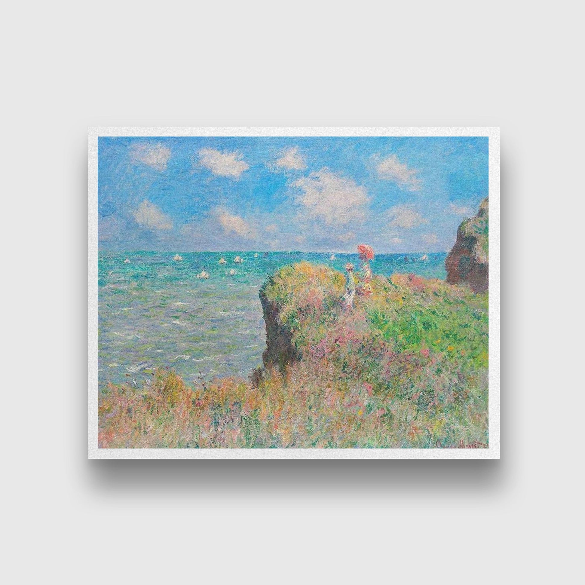 Cliff Walk At Pourville By Claude Monet Painting - Meri Deewar 4 :5 Vertical Premium Wall Art Canvas by MeriDeewar