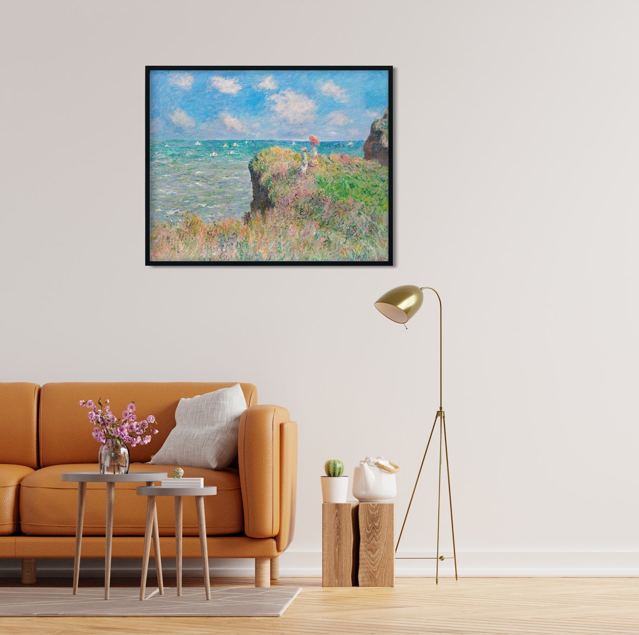 Cliff Walk At Pourville By Claude Monet Painting - Meri Deewar 4 :5 Vertical Premium Wall Art Canvas by MeriDeewar