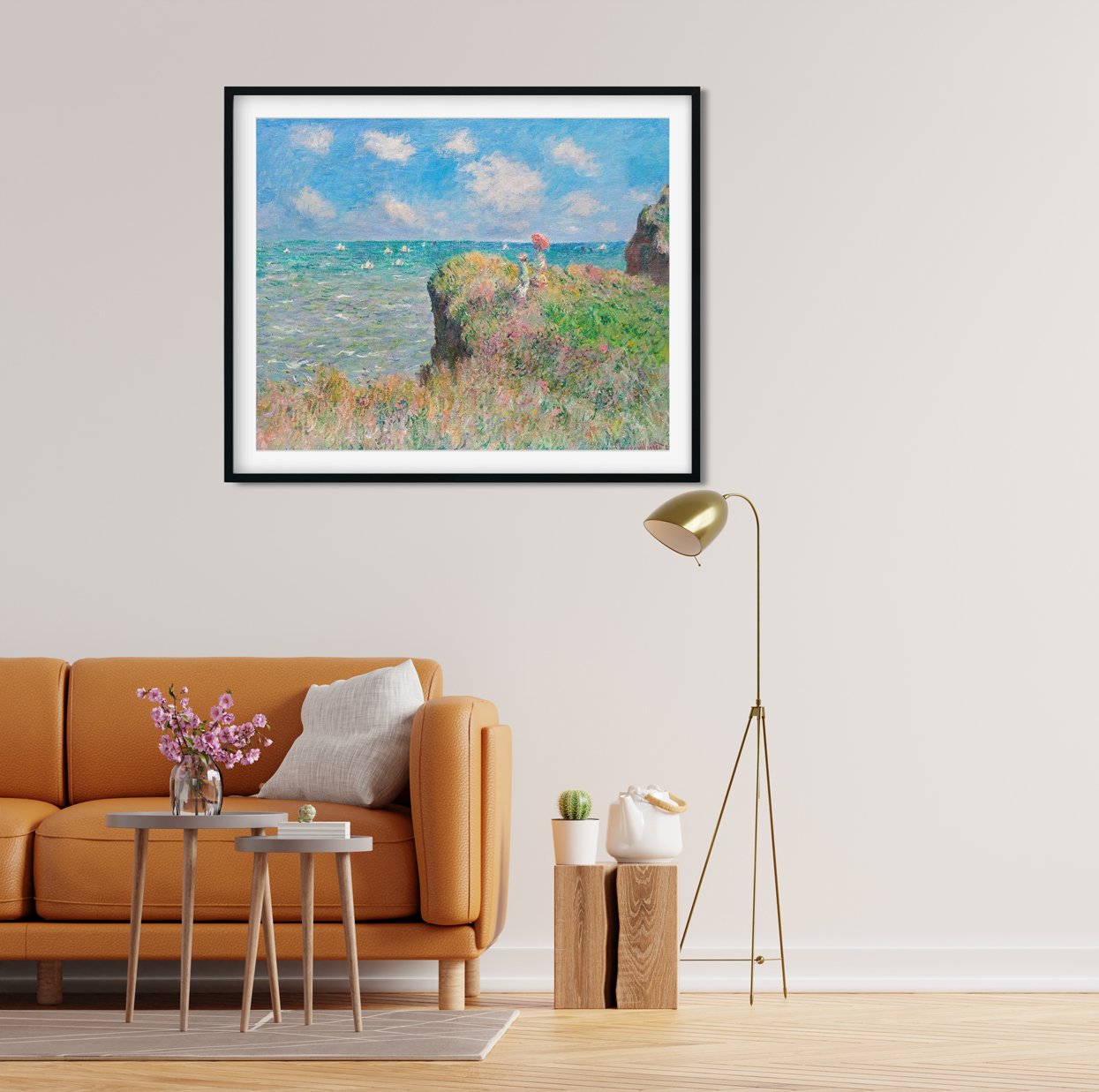 Cliff Walk At Pourville By Claude Monet Painting - Meri Deewar 4 :5 Vertical Premium Wall Art Canvas by MeriDeewar