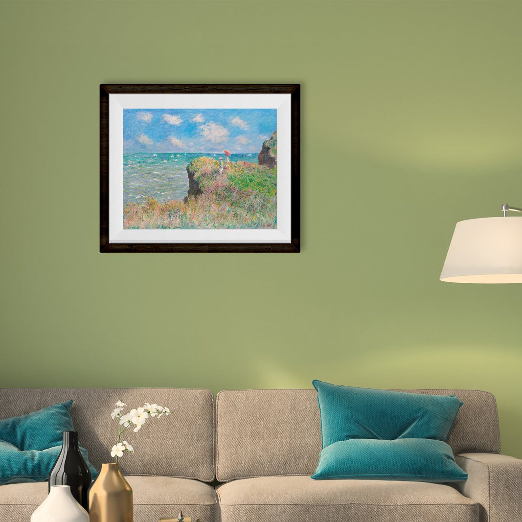 Cliff Walk At Pourville By Claude Monet Painting - Meri Deewar 4 :5 Vertical Premium Wall Art Canvas by MeriDeewar