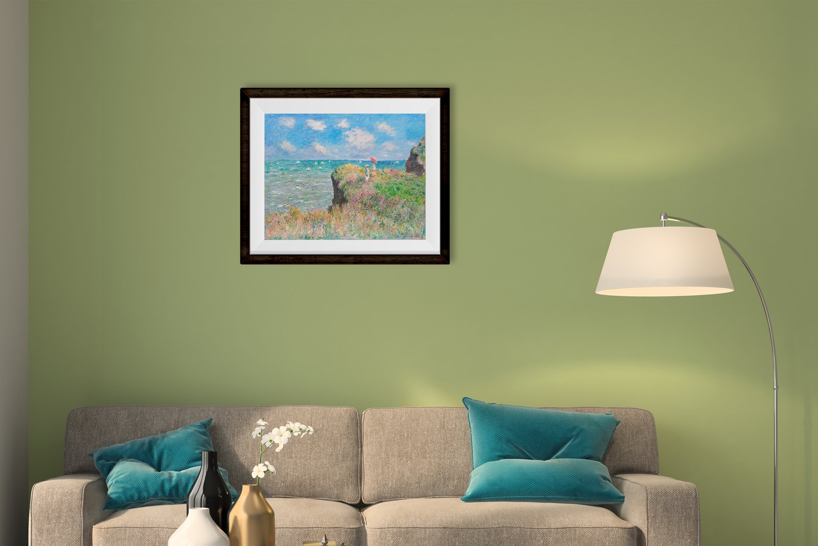 Cliff Walk At Pourville By Claude Monet Painting - Meri Deewar 4 :5 Vertical Premium Wall Art Canvas by MeriDeewar