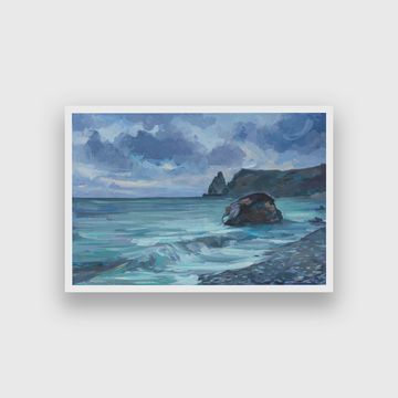 Cloudy Sea Gouache Painting 3 : 2 Horizontal Premium Wall Art Canvas by MeriDeewar
