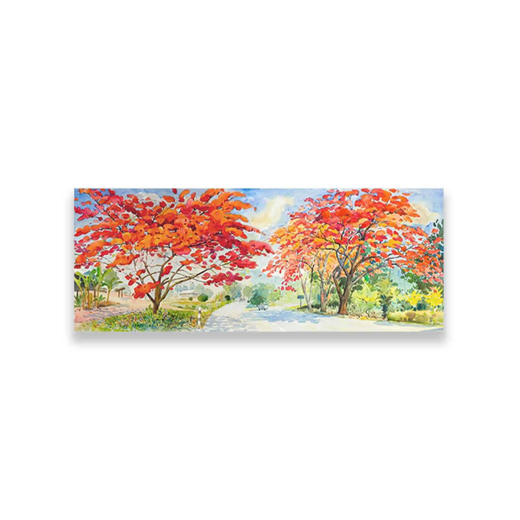 Colorful Autumn landscape Painting - Meri Deewar 2 : 1 Horizontal Premium Wall Art Canvas by MeriDeewar