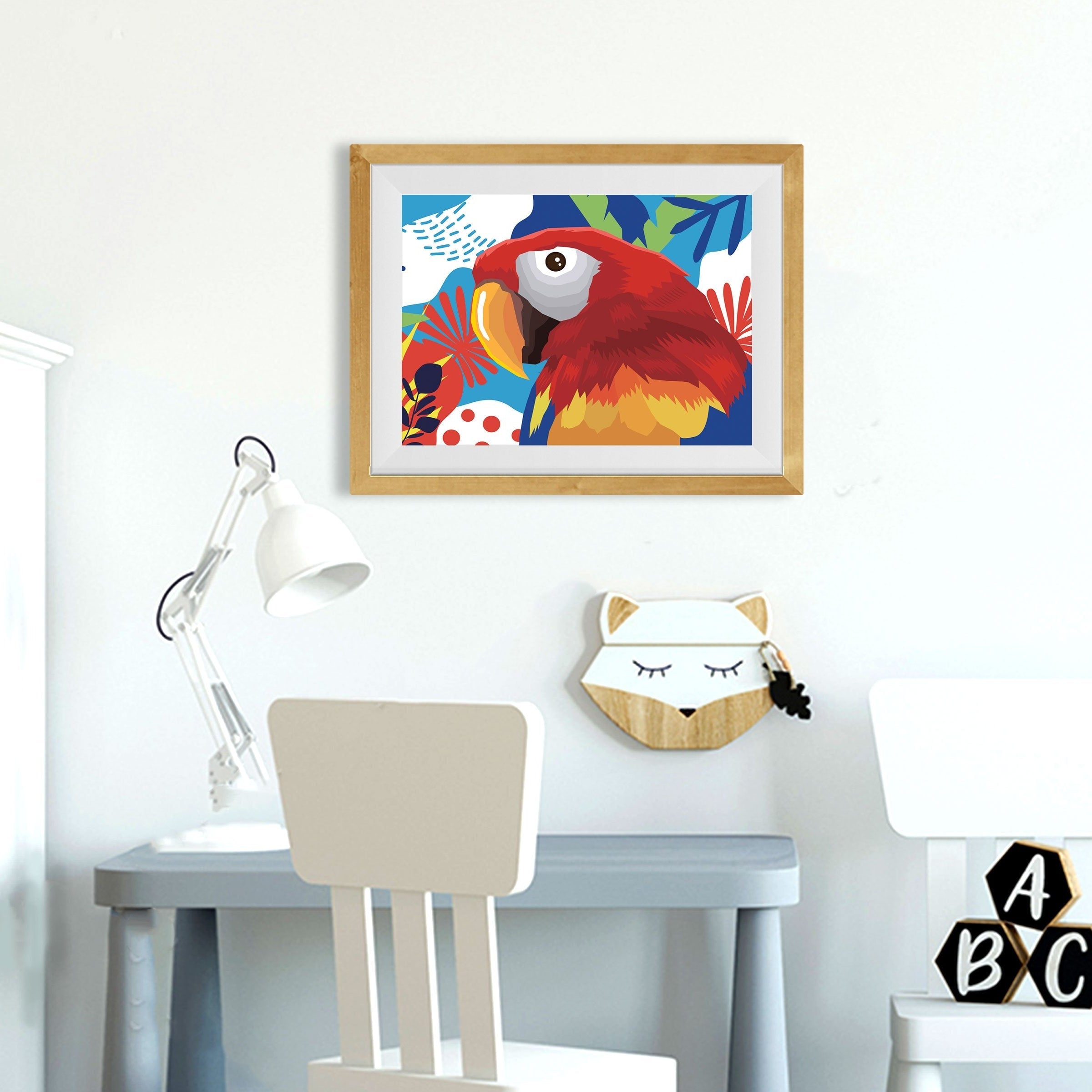Colorful Parrot Abstract Painting - Meri Deewar 3 : 2 Horizontal Premium Wall Art Canvas by MeriDeewar