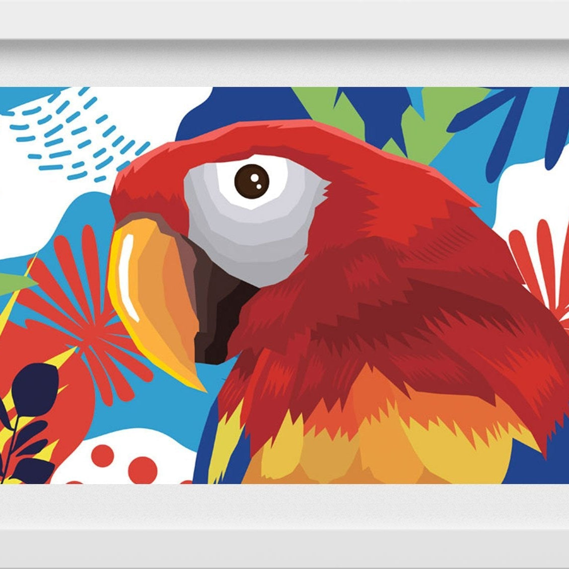 Colorful Parrot Abstract Painting - Meri Deewar 3 : 2 Horizontal Premium Wall Art Canvas by MeriDeewar