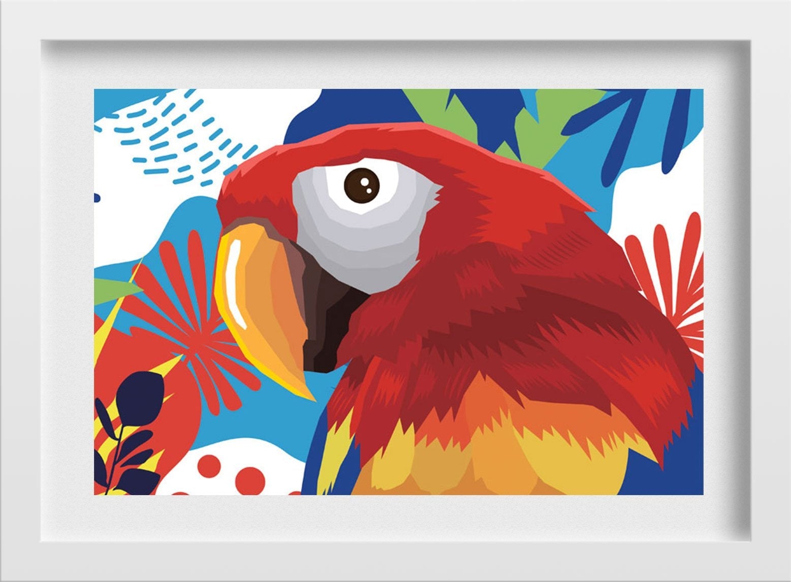 Colorful Parrot Abstract Painting - Meri Deewar 3 : 2 Horizontal Premium Wall Art Canvas by MeriDeewar