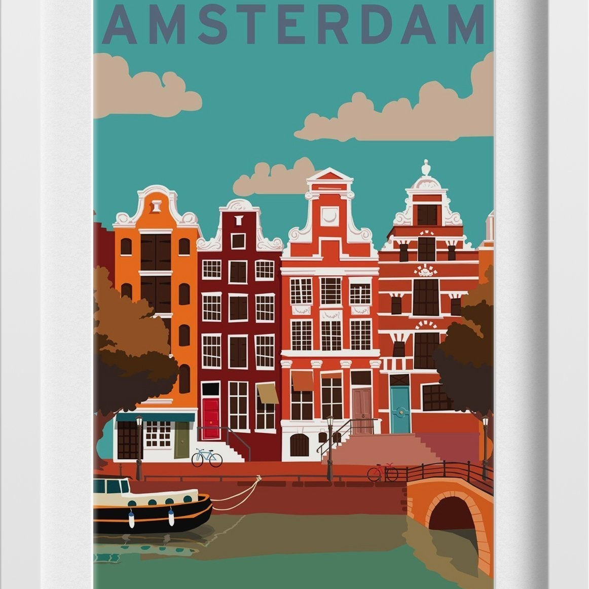 Colourful Amsterdam Painting - Meri Deewar 2 : 3 Vertical Premium Wall Art Canvas by MeriDeewar