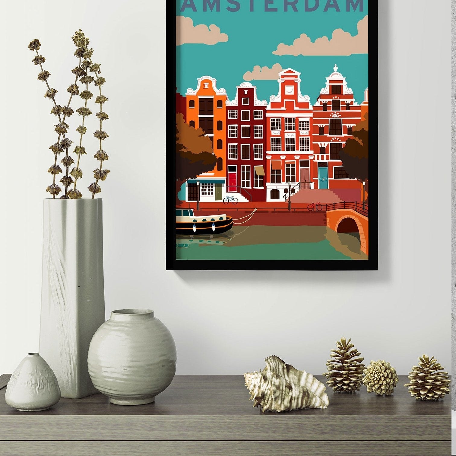 Colourful Amsterdam Painting - Meri Deewar 2 : 3 Vertical Premium Wall Art Canvas by MeriDeewar