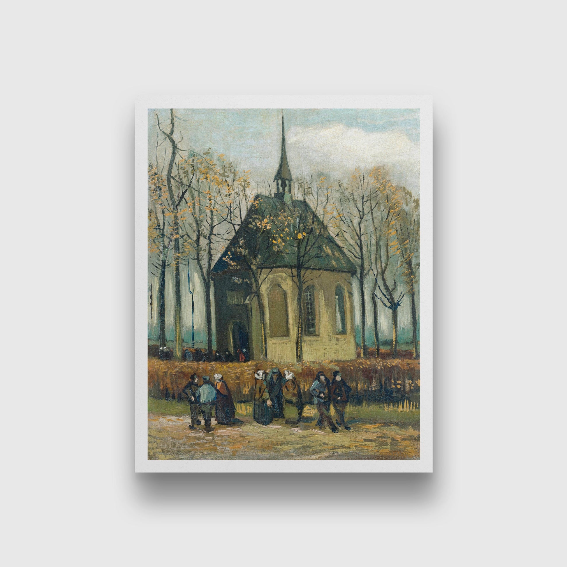 Congregation Leaving the Reformed Church in Nuenen (1884) famous painting 4 :5 Vertical Premium Wall Art Canvas by MeriDeewar
