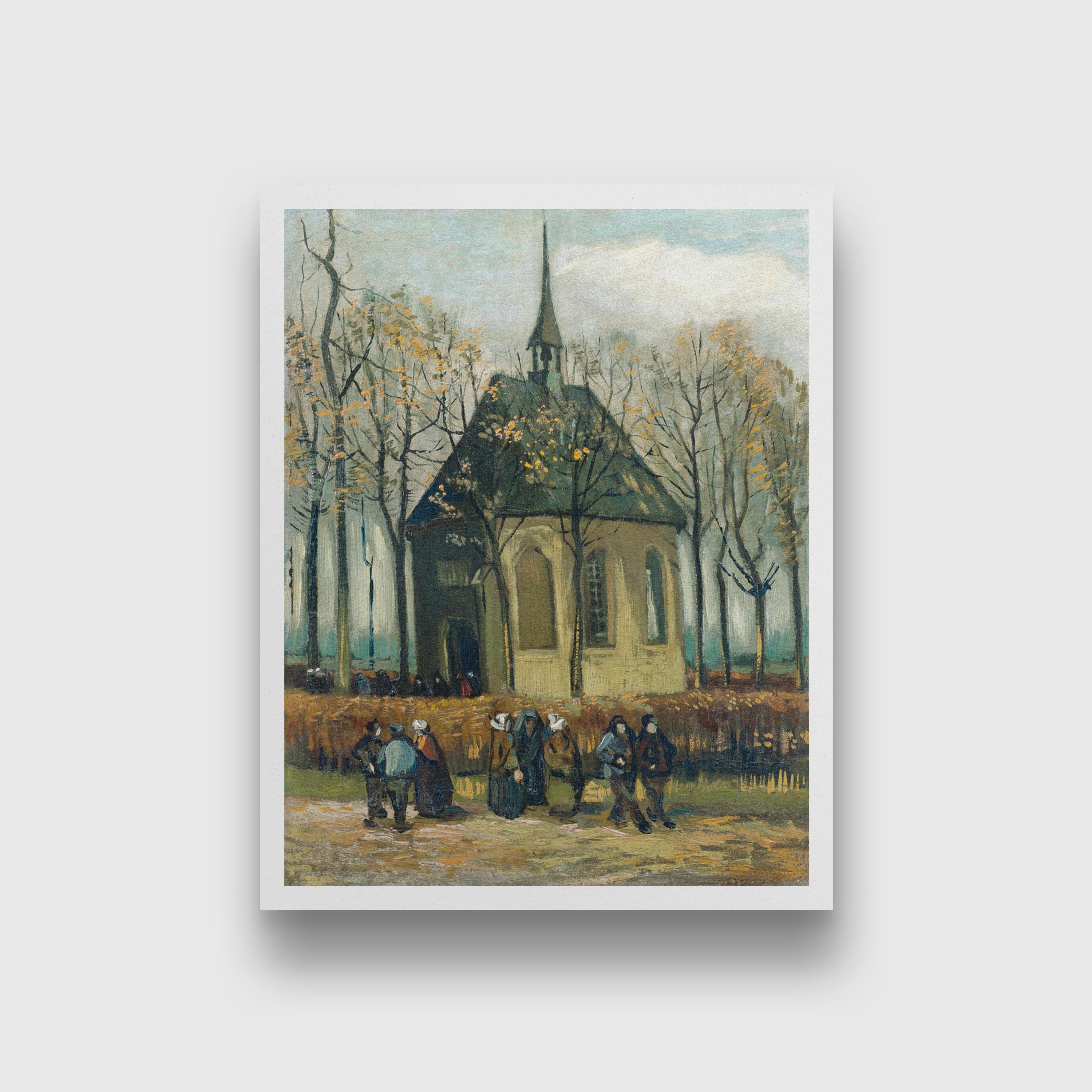Congregation Leaving the Reformed Church in Nuenen (1884) famous painting 4 :5 Vertical Premium Wall Art Canvas by MeriDeewar