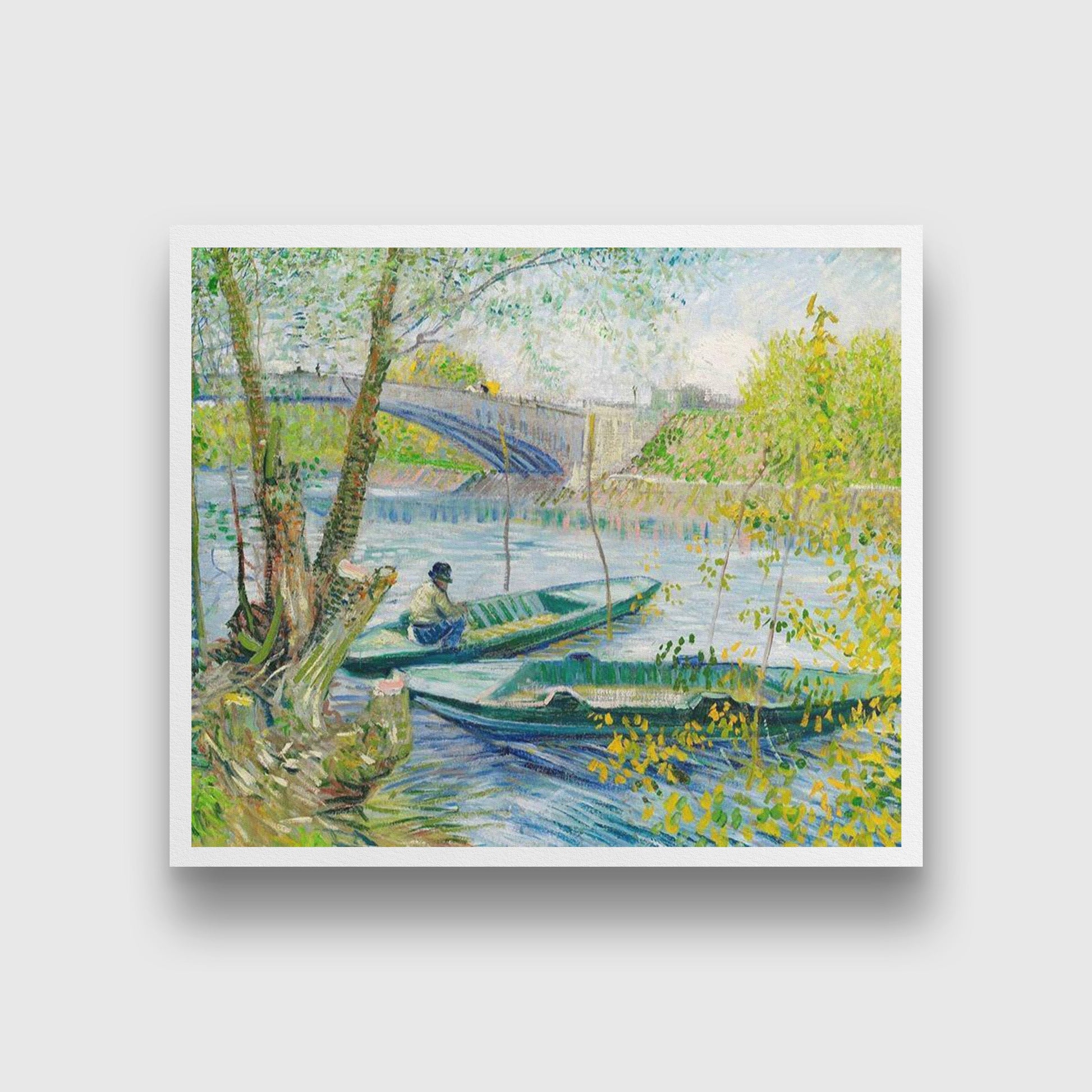 Copy of Fishing in the Spring Painting By Van Gogh Painting - Meri Deewar 6 : 5 Horizontal Premium Wall Art Canvas by MeriDeewar