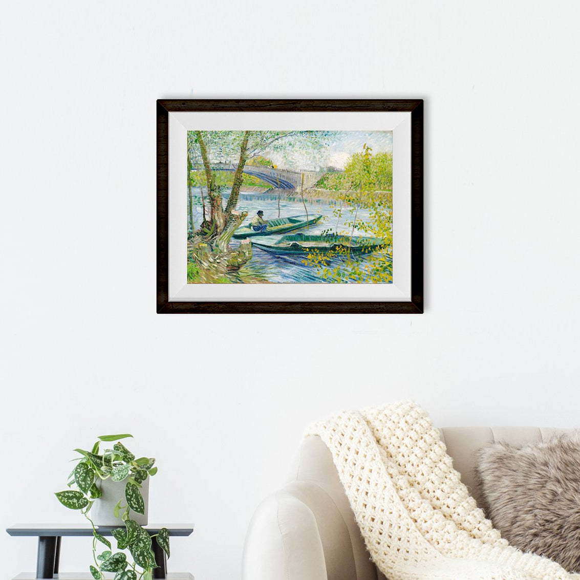 Copy of Fishing in the Spring Painting By Van Gogh Painting - Meri Deewar 6 : 5 Horizontal Premium Wall Art Canvas by MeriDeewar