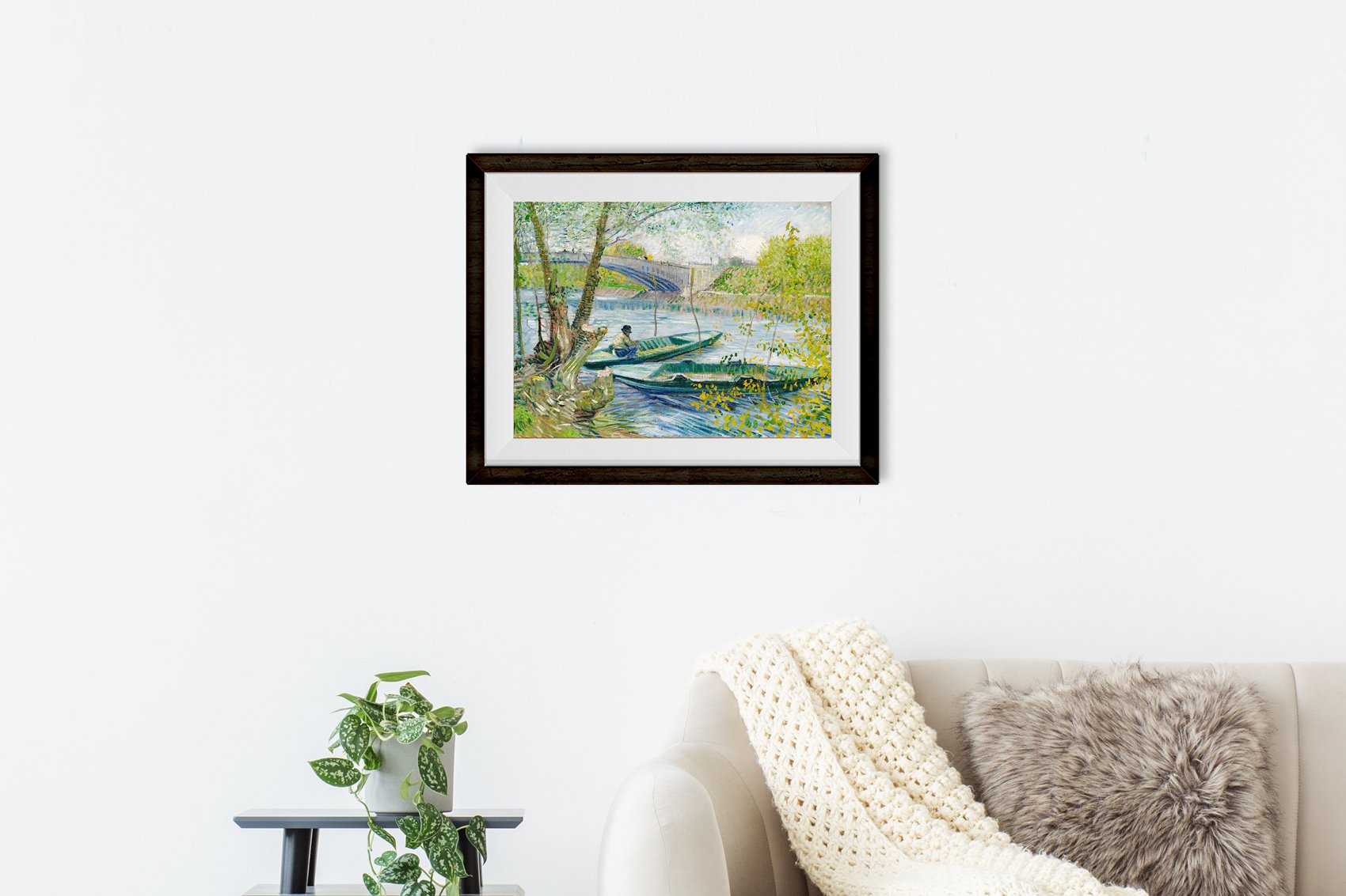 Copy of Fishing in the Spring Painting By Van Gogh Painting - Meri Deewar 6 : 5 Horizontal Premium Wall Art Canvas by MeriDeewar