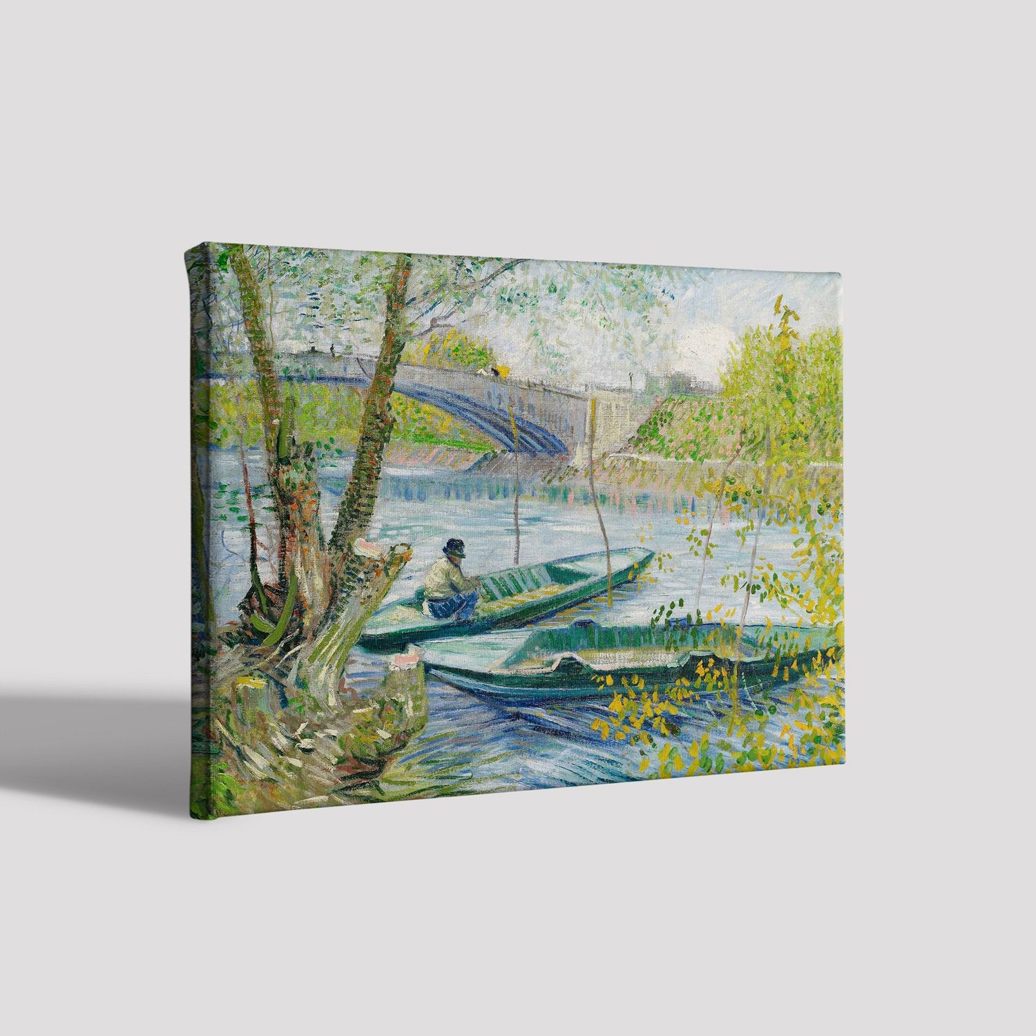 Copy of Fishing in the Spring Painting By Van Gogh Painting - Meri Deewar 6 : 5 Horizontal Premium Wall Art Canvas by MeriDeewar