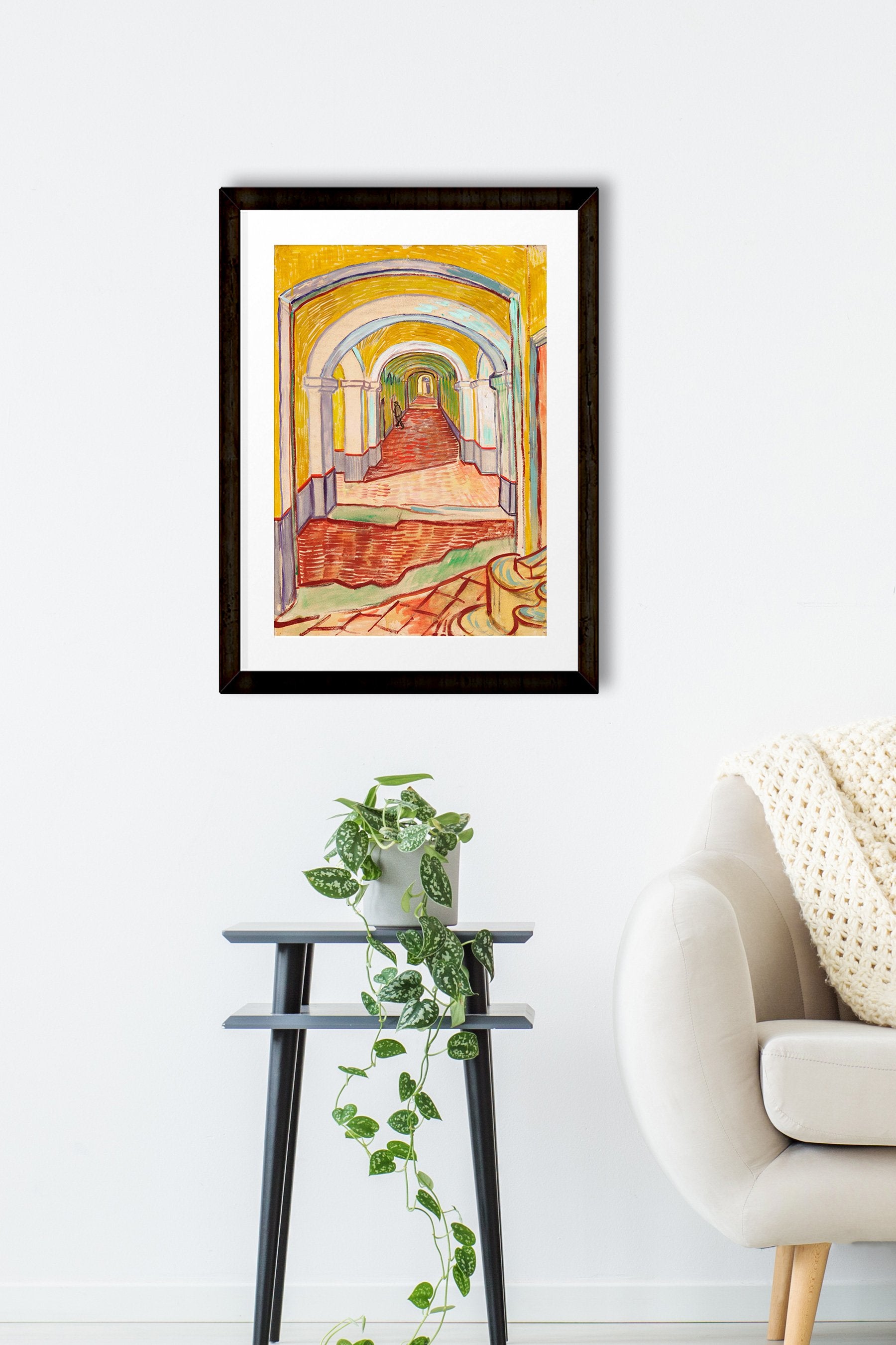 Corridor in the Asylum By Van Gogh Painting - Meri Deewar 4 :5 Vertical Premium Wall Art Canvas by MeriDeewar