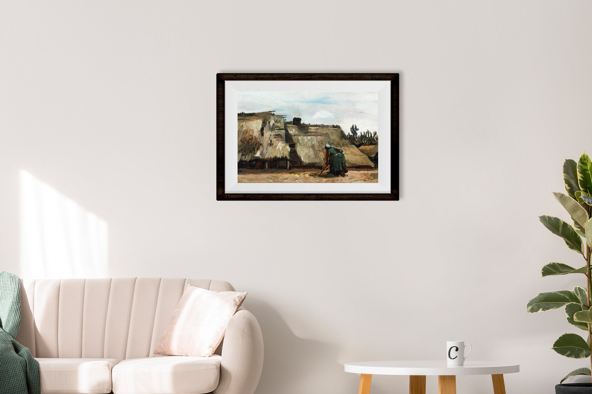 Cottage with Woman Digging By Van Gogh Painting - Meri Deewar 4 : 3 Horizontal Premium Wall Art Canvas by MeriDeewar