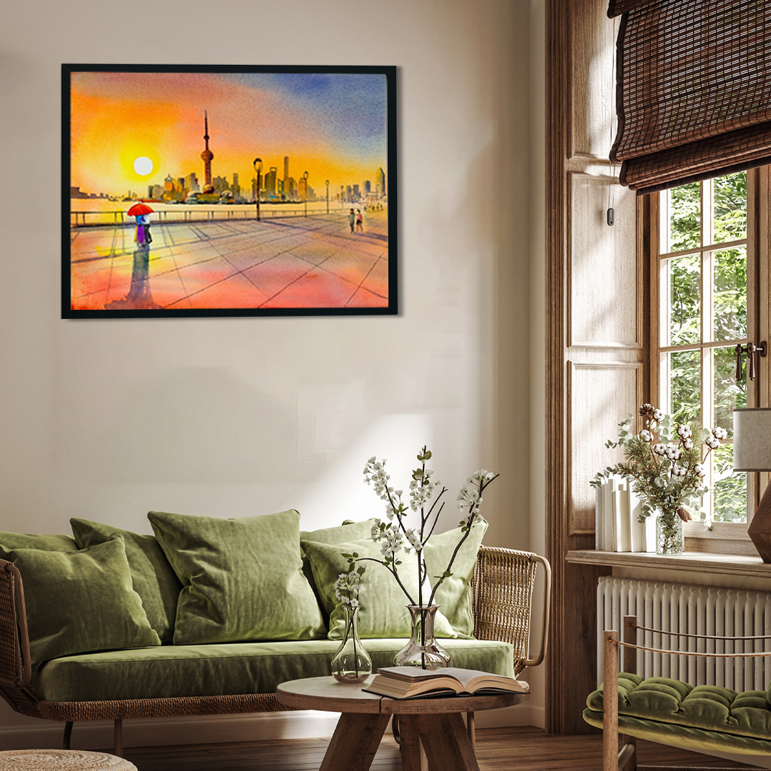 Couple Beautiful Scenery Wall Painting 3 : 2 Horizontal Premium Wall Art Canvas by MeriDeewar