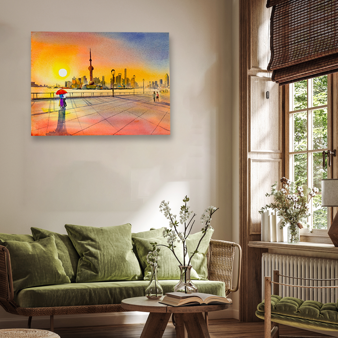 Couple Beautiful Scenery Wall Painting 3 : 2 Horizontal Premium Wall Art Canvas by MeriDeewar