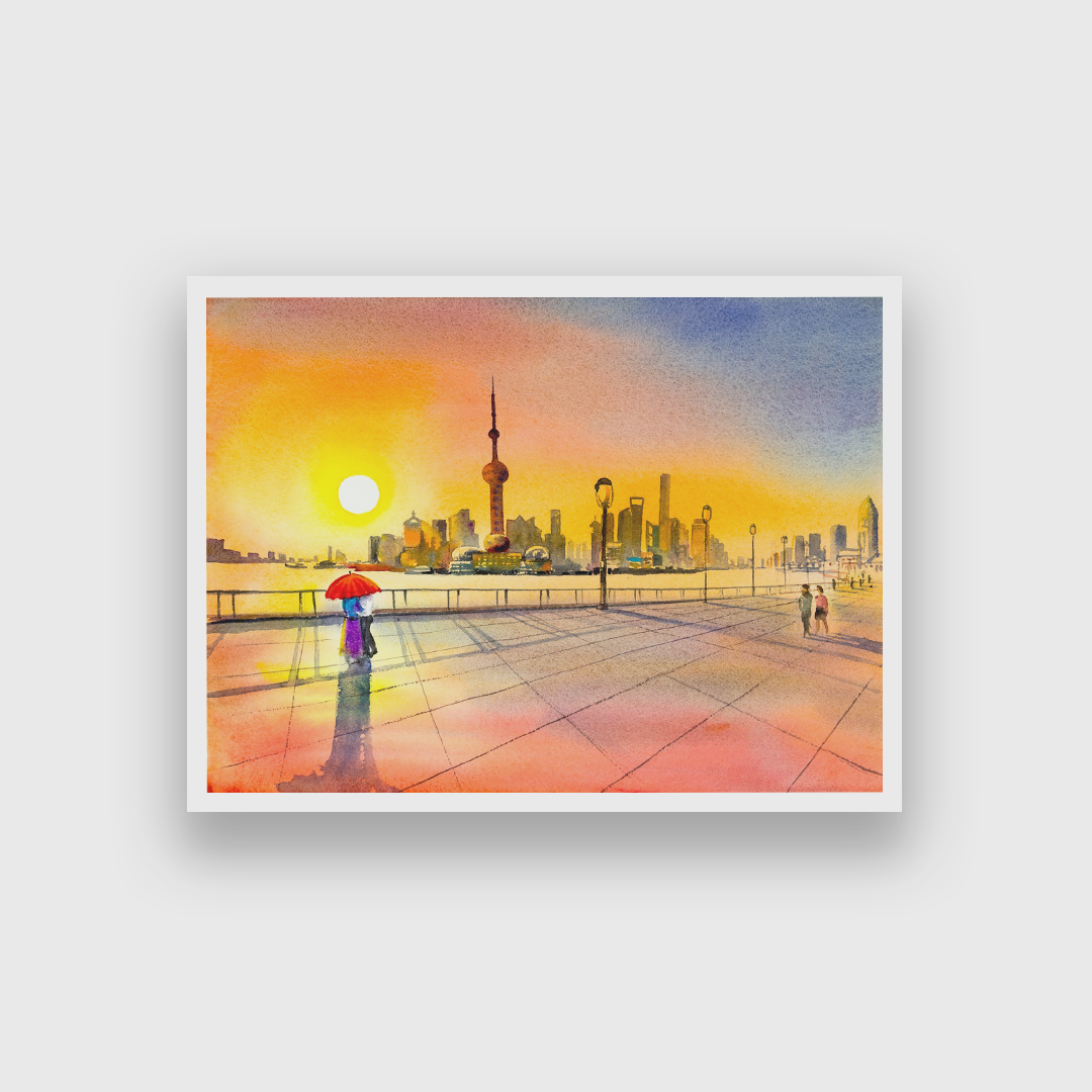 Couple Beautiful Scenery Wall Painting 3 : 2 Horizontal Premium Wall Art Canvas by MeriDeewar