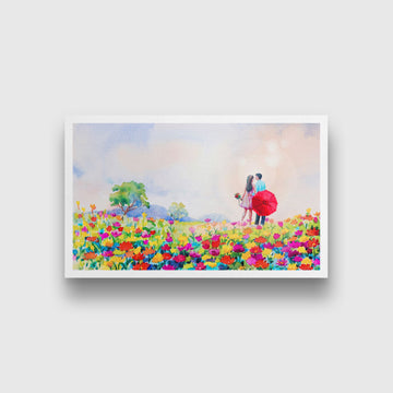 Couple Enjoy Holiday Painting - Meri Deewar 3 : 2 Horizontal Premium Wall Art Canvas by MeriDeewar