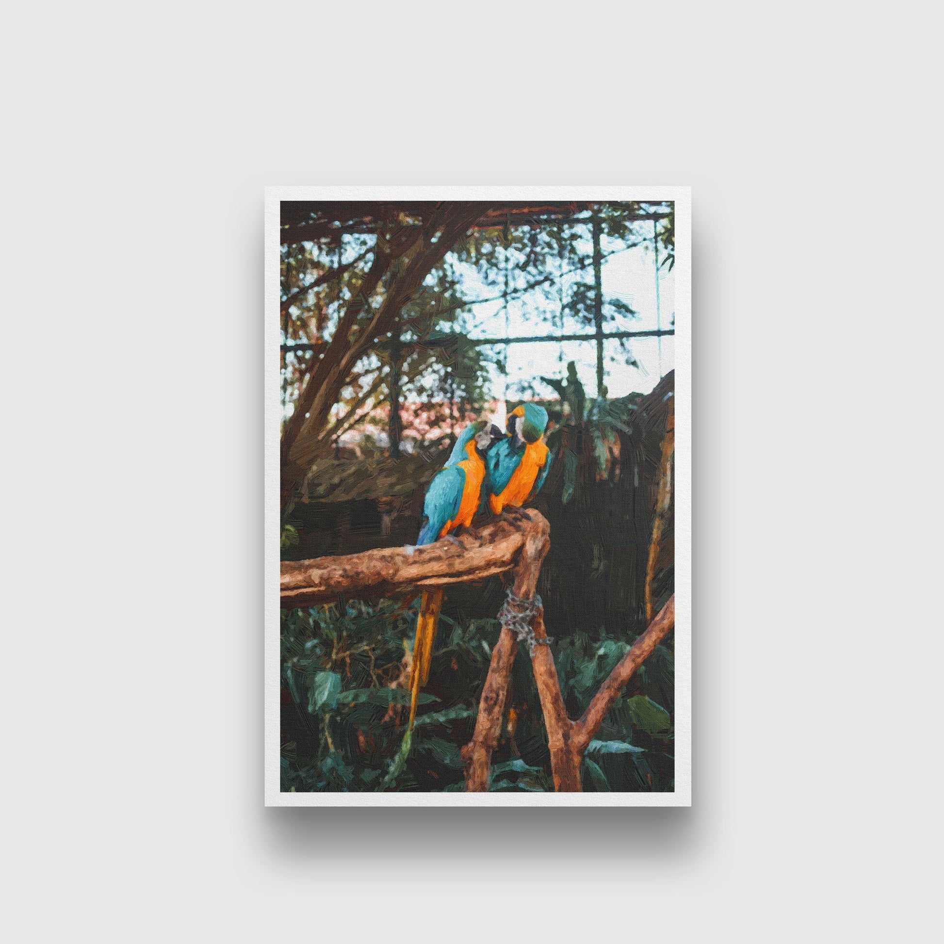 Couple of parrots Painting - Meri Deewar 2 : 3 Vertical Premium Wall Art Canvas by MeriDeewar