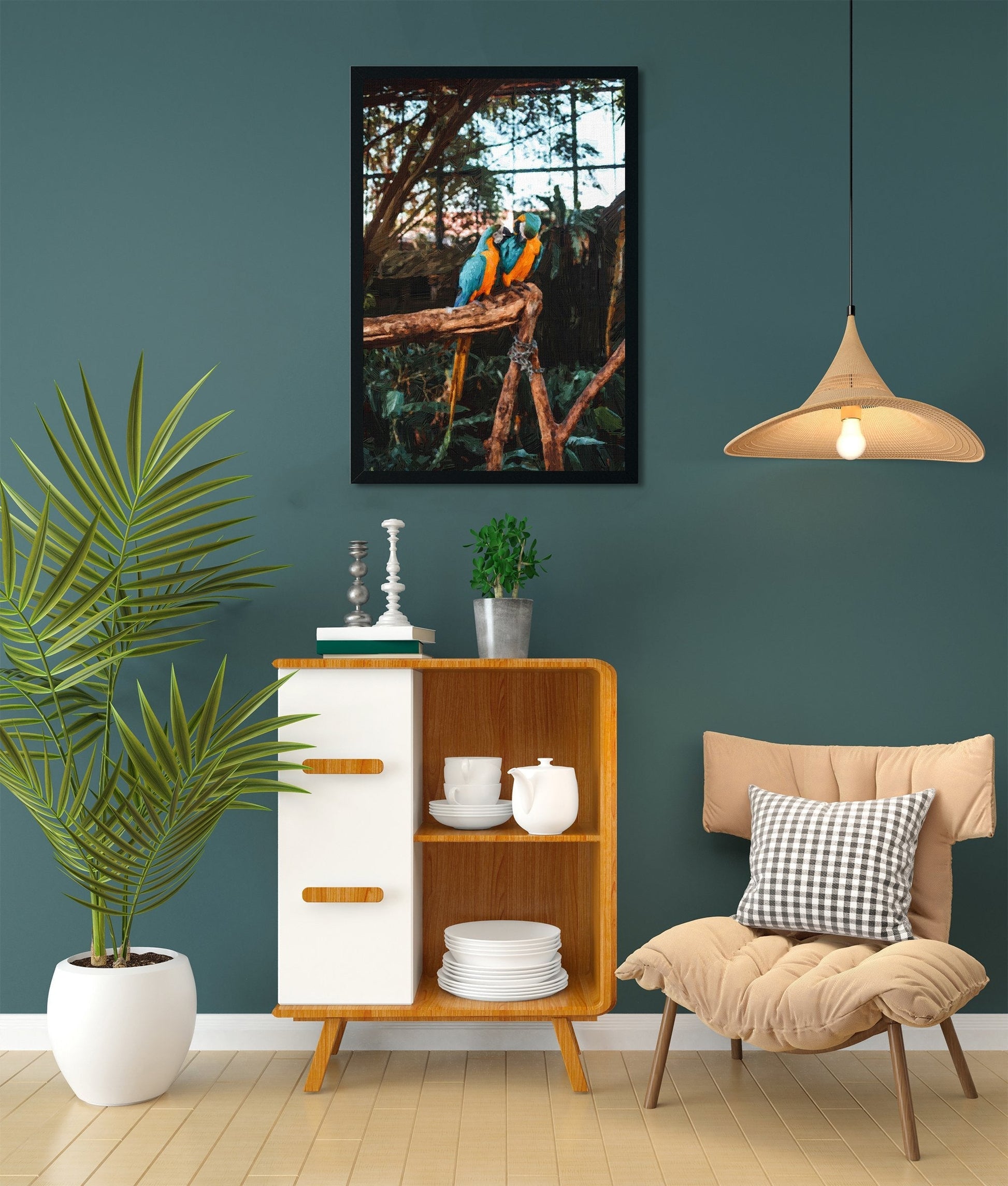 Couple of parrots Painting - Meri Deewar 2 : 3 Vertical Premium Wall Art Canvas by MeriDeewar