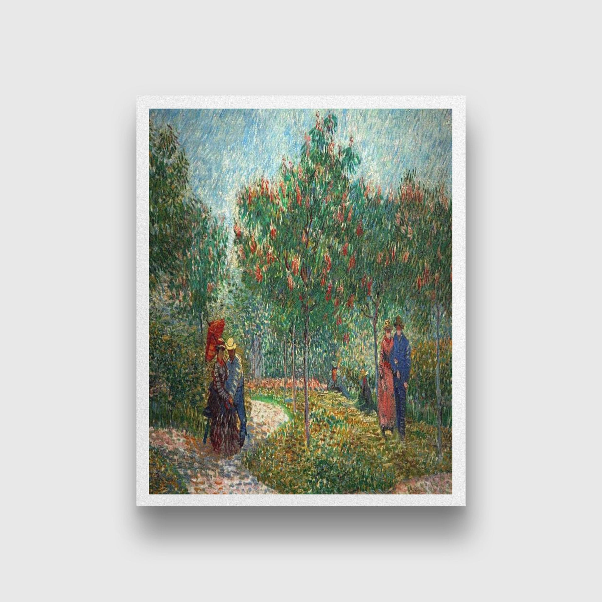 Couples in the Voyer DArgenson Park-2 Spring Summer 1887 Painting - Meri Deewar 4 :5 Vertical Premium Wall Art Canvas by MeriDeewar