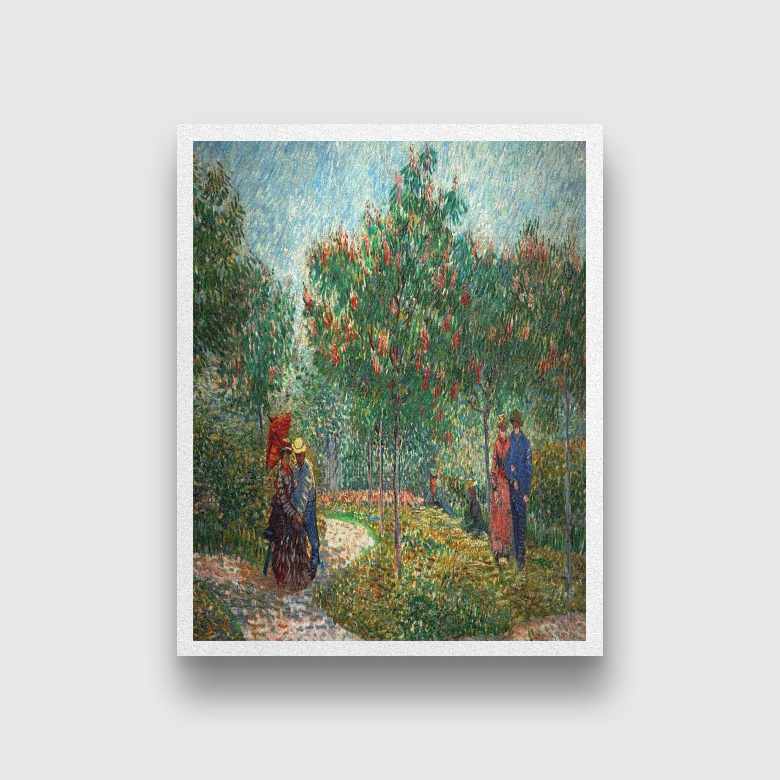 Couples in the Voyer DArgenson Park-2 Spring Summer 1887 Painting - Meri Deewar 4 :5 Vertical Premium Wall Art Canvas by MeriDeewar