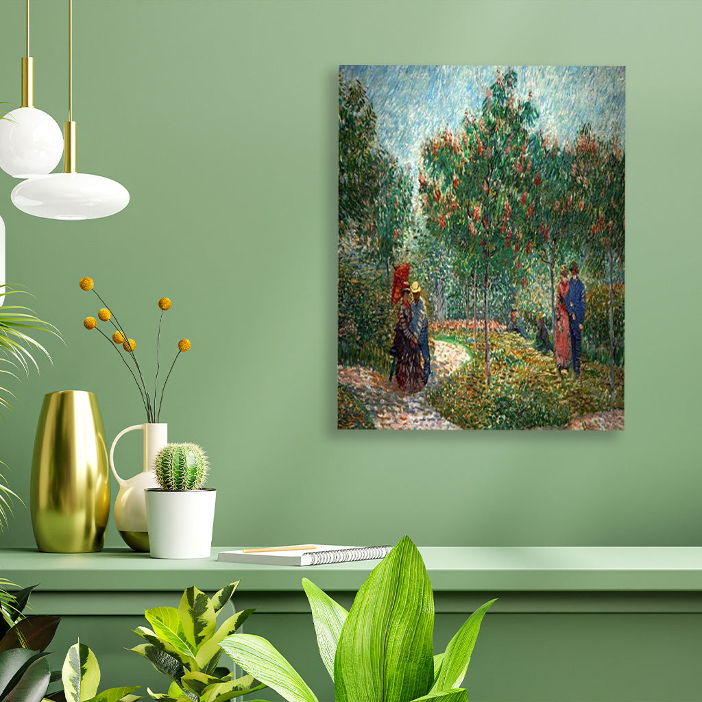 Couples in the Voyer DArgenson Park-2 Spring Summer 1887 Painting - Meri Deewar 4 :5 Vertical Premium Wall Art Canvas by MeriDeewar