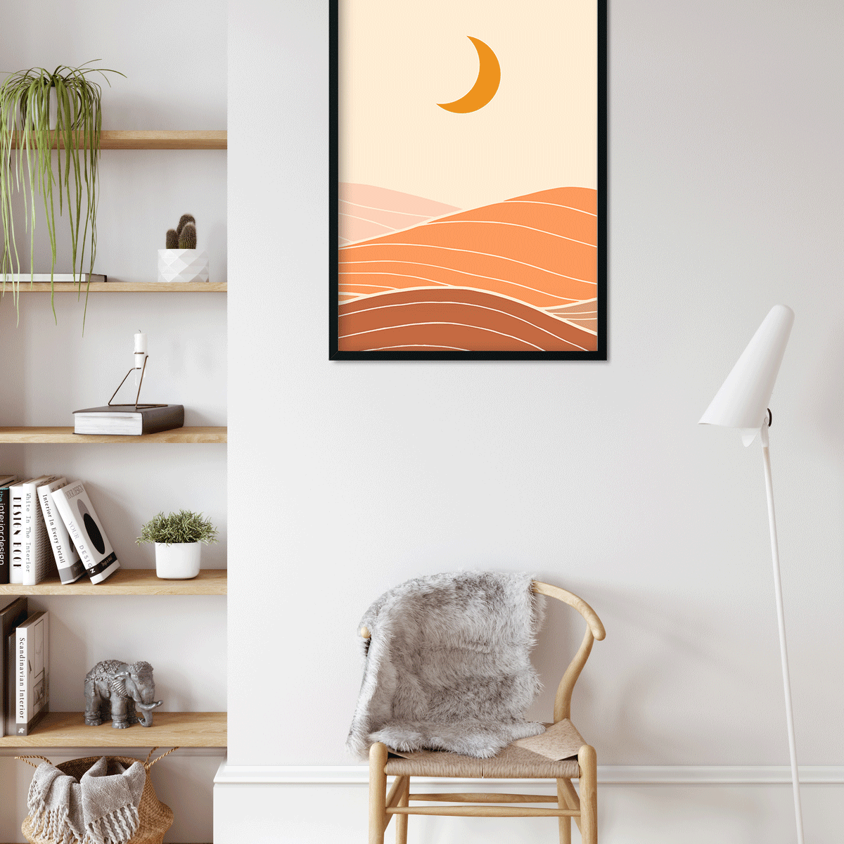 Cresent Moon Landscape Art Painting 2 : 3 Vertical Premium Wall Art Canvas by MeriDeewar