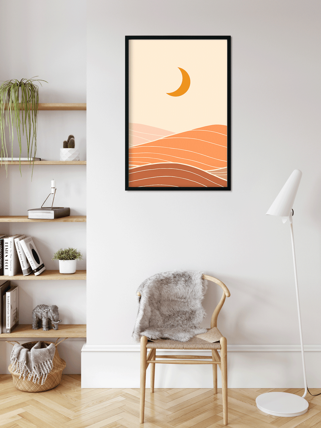 Cresent Moon Landscape Art Painting 2 : 3 Vertical Premium Wall Art Canvas by MeriDeewar