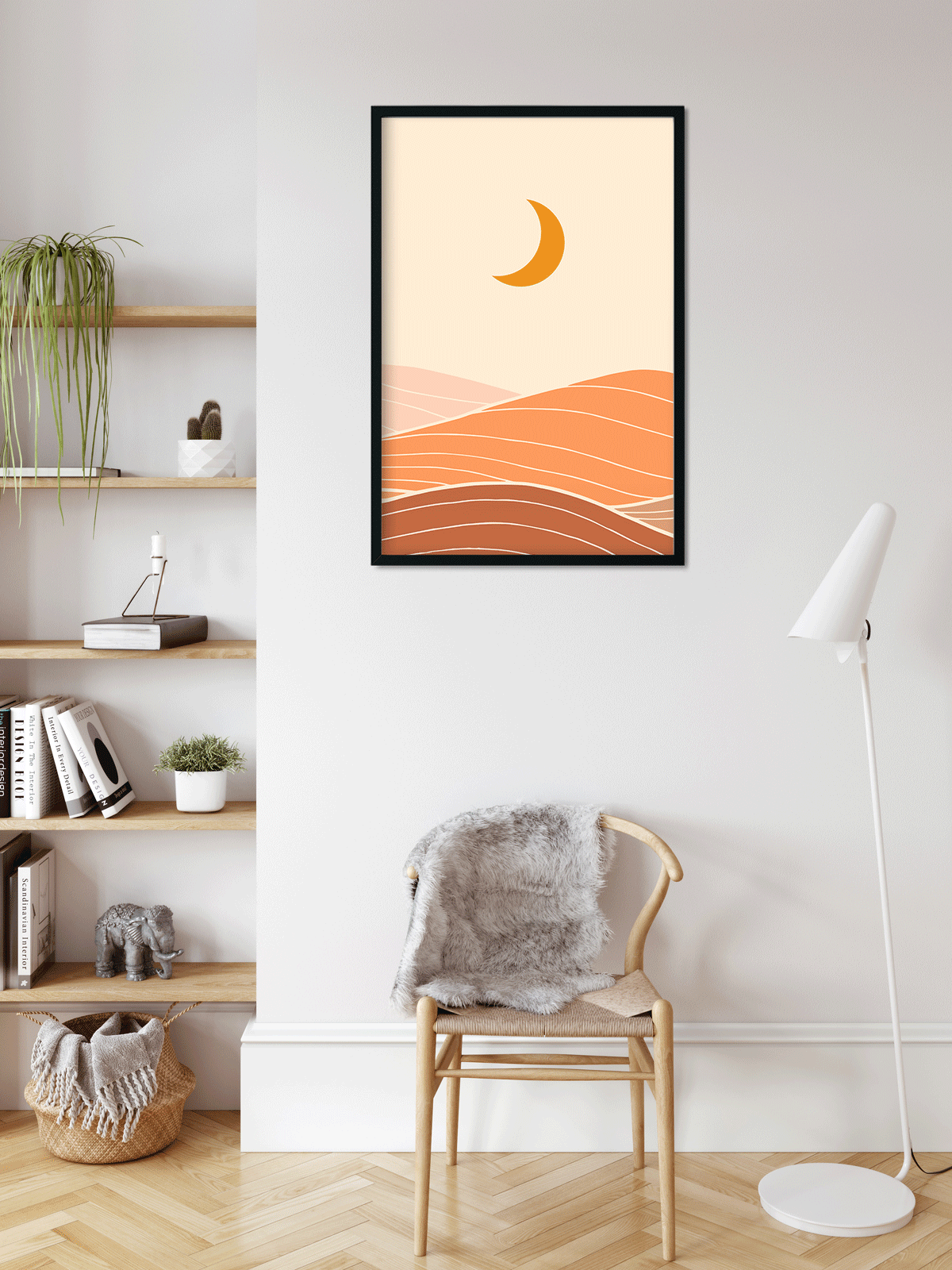 Cresent Moon Landscape Art Painting 2 : 3 Vertical Premium Wall Art Canvas by MeriDeewar